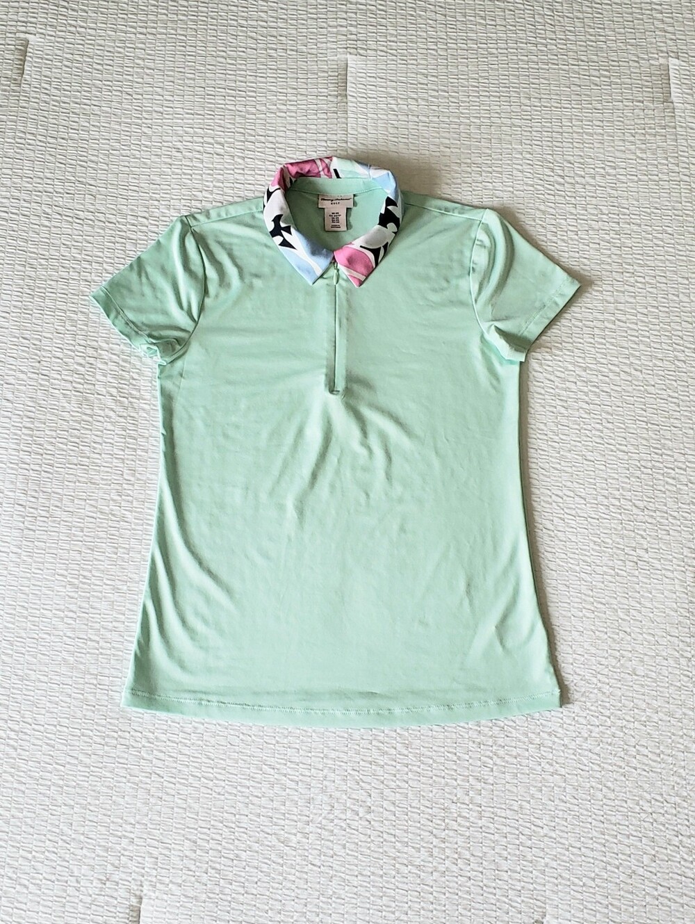 NWOT! TOMMY BAHAMA Women's 1/4 Zip Tropical Collar Polo Shirt (XS) Teal